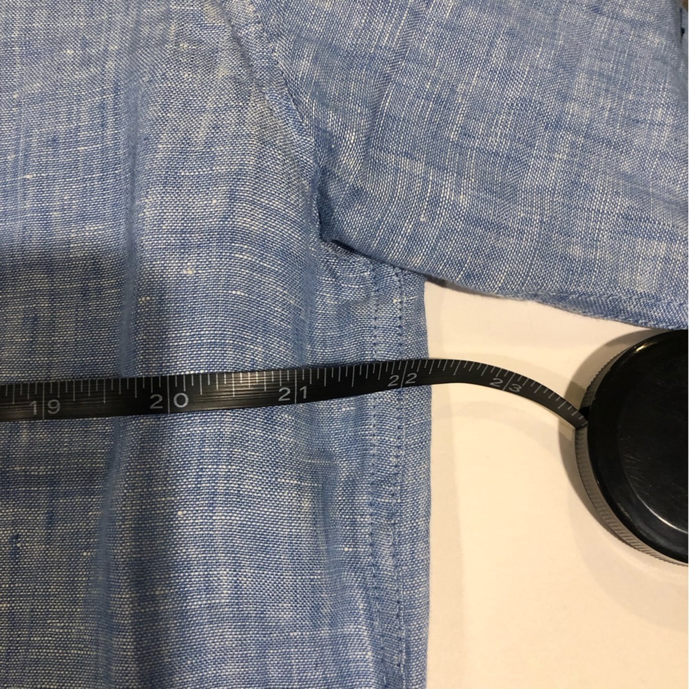 Bohio Men’s 100% Blue linen button up Size large - Picture 6 of 11